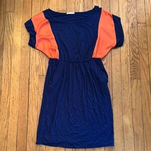 Y2K navy and orange dress perfect for Syracuse games SIZE M
